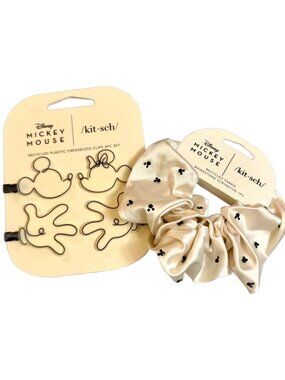 Kit•sch x Disney Mickey Minnie Creaseless Clips 4pc Set & Rhinestone Scrunchie